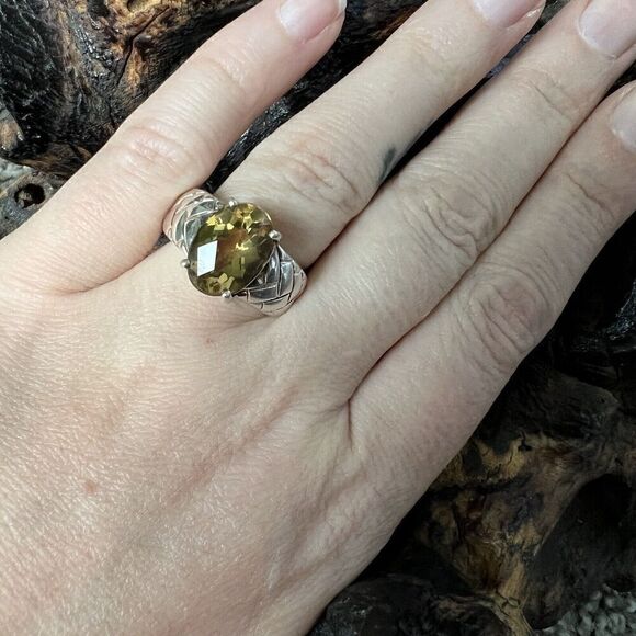 Vintage Clyde Duneier 5.21 ct Oval Checkerboard Cut Citrine Ring Size 7.5 925 - Picture 14 of 15